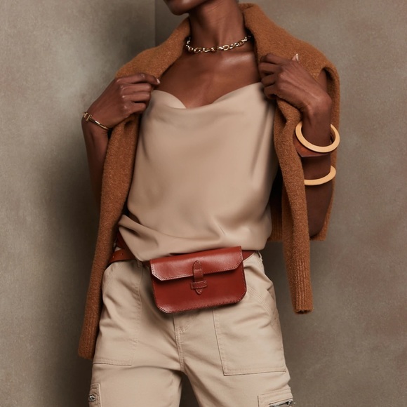 Satin Cowl Neck Tank Express - Picture 1 of 4